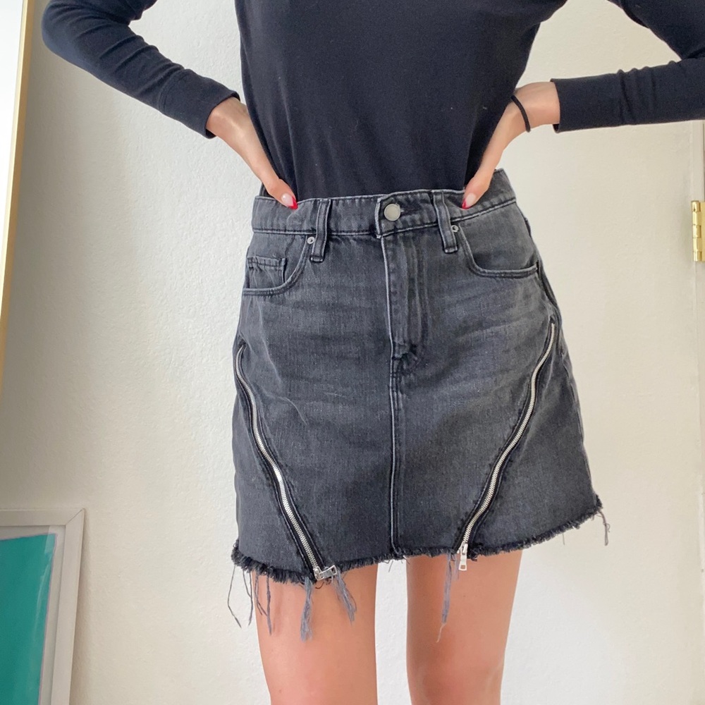 Hudson black denim skirt with zipper details